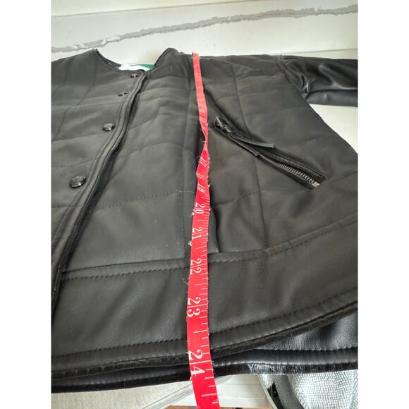 NWT Rebecca Minkoff Faux Leather Black Square Quilted Racer Jacket Women's Small - Picture 13 of 16